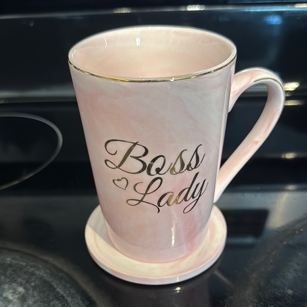 Pink Boss Lady Mug with Saucer
